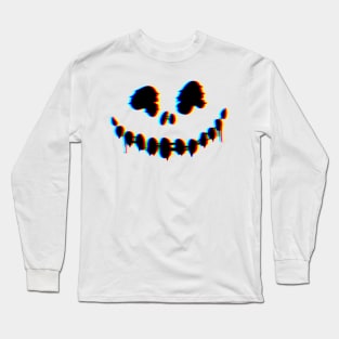 Creepy Glitch Skull Long Sleeve T-Shirt